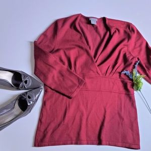 Ann Taylor V Neck Blouse short sleeve red